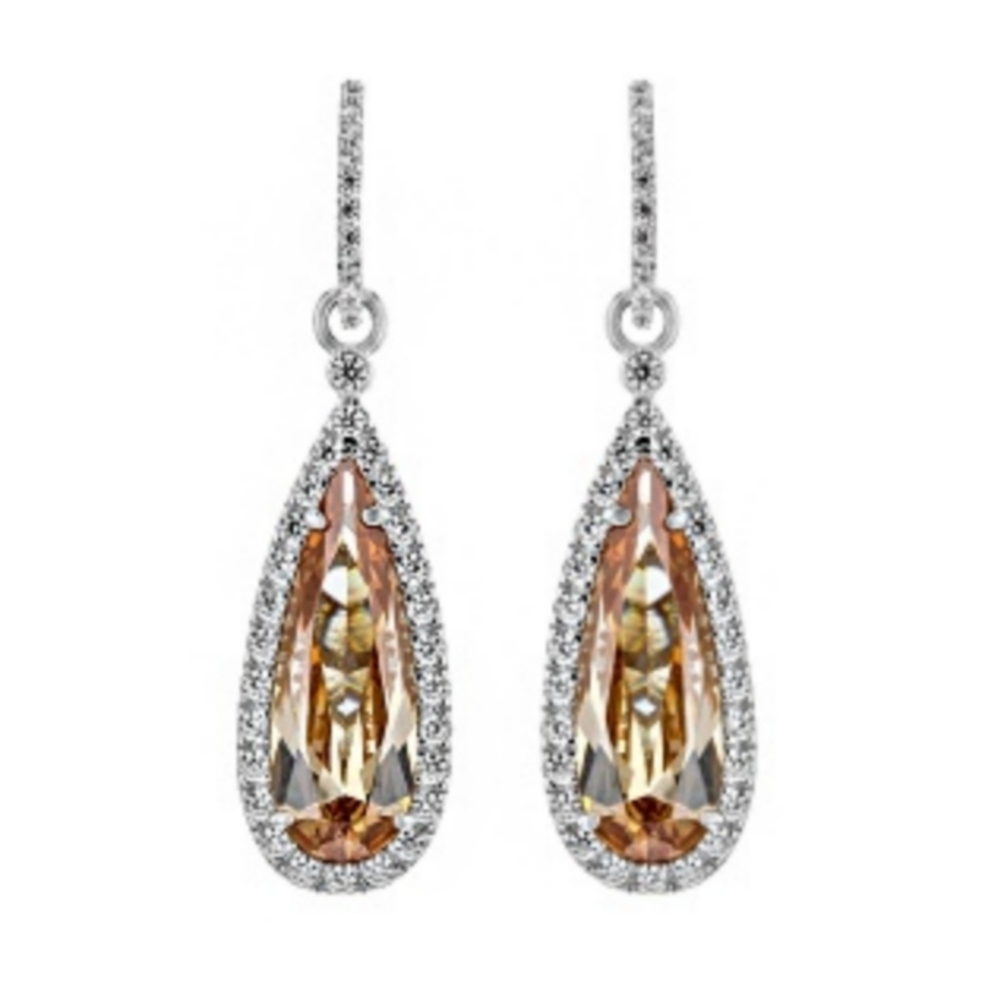 Charles Winston 20.59CTW Morganite Diamond Simulant Earrings